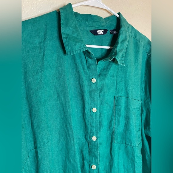 Lands' End 100% Linen Tunic in Island Emerald - Picture 5 of 8